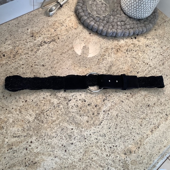 Black Woven Leather Belt Size XL - Picture 5 of 7